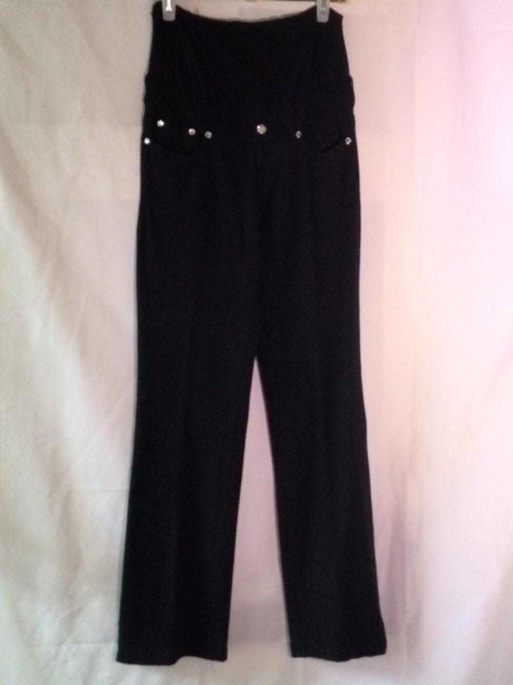 Karen-T Black Pull-On Stretch Pants Studded Pocket Detail Size Small